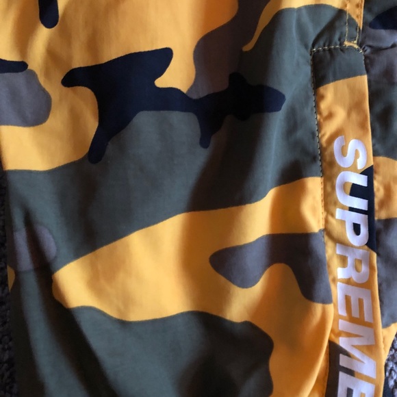 supreme warm up pant yellow camo